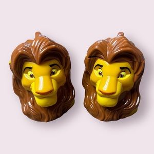 Pair Of Vintage Disney’s Lion King Adult Simba Mugs Steins With Lids Drinkware